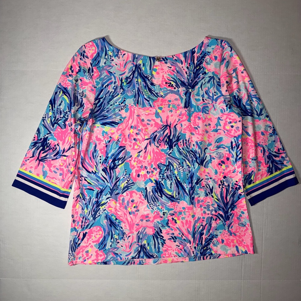 Lilly Pulitzer Pink and Blue Floral Blouse - Picture 3 of 4